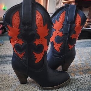 Navy and Orange Cowgirl Boots